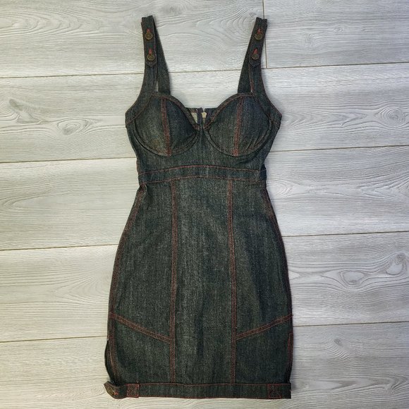 Lip Service Dresses & Skirts - Rare Vintage Y2K Lip Service Rockabilly Rumble Denium Padded Bustier Dress
